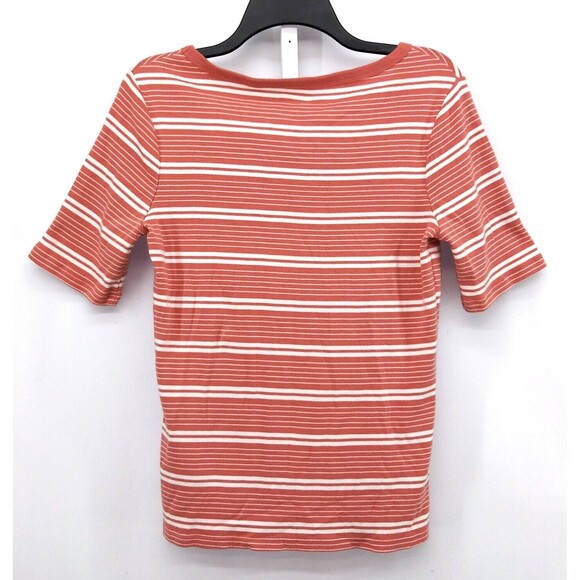 Time and Tru Shirt Womens Medium Pink Stripe Short Sleeve Blouse - Picture 2 of 7